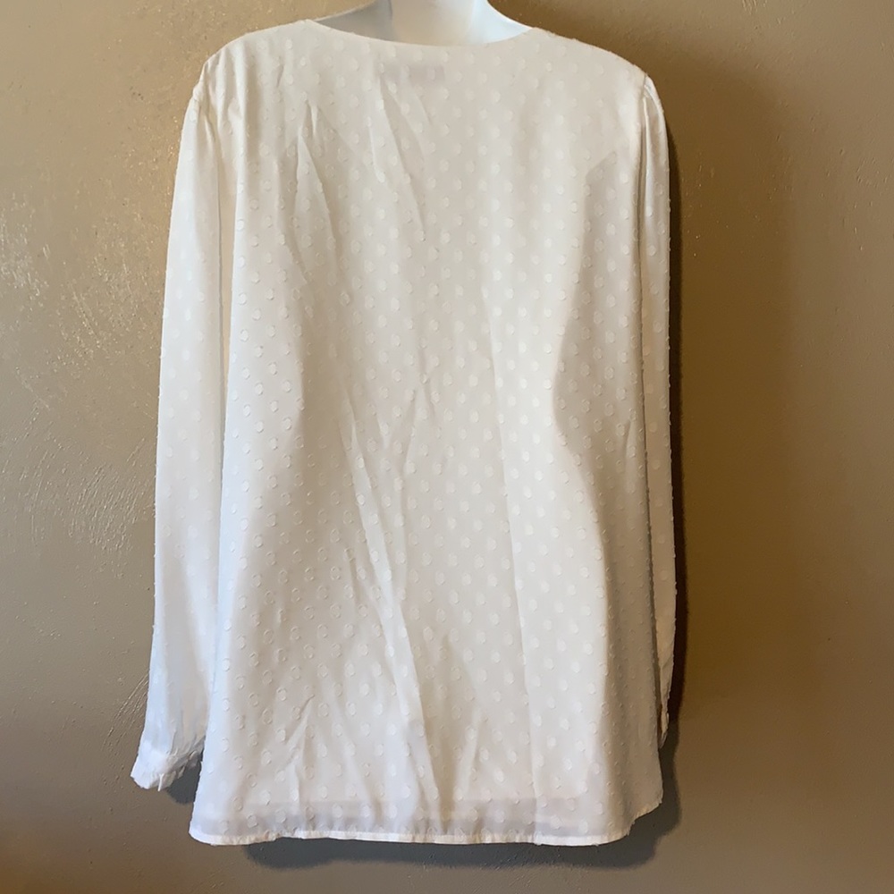 Loft Plus Size 16 Off White Patterned Button Blou… - image 3